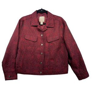 Vintage J. Jill Womens Brocade Jacket Size S Red & Black